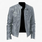 Men's Fitted Faux Leather Moto Style Jacket