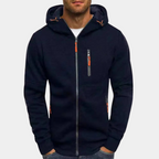 Men's Full-Zip Contrast Hoodie with Chest Pocket Detail