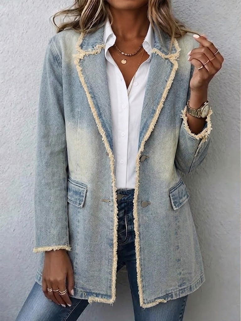 Women’s Longline Jacket with Denim Trim