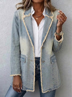 Women’s Longline Jacket with Denim Trim