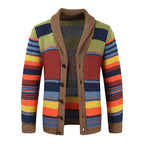Men’s Multicolour Stripe Shawl Collar Knit Cardigan