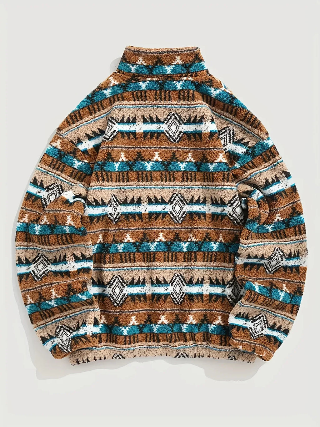 Men’s Southwestern Print Sherpa Fleece Quarter-Zip Pullover
