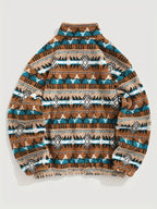 Men’s Southwestern Print Sherpa Fleece Quarter-Zip Pullover