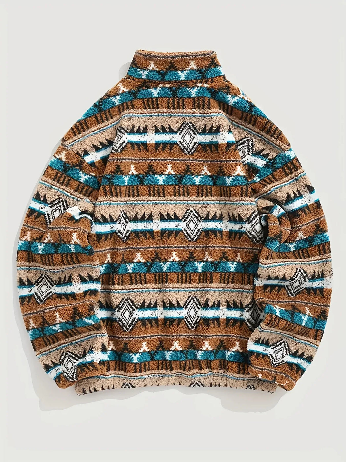 Men’s Southwestern Print Sherpa Fleece Quarter-Zip Pullover