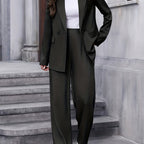 Women's Two-Piece Blazer and Straight-Leg Trouser Suit Set