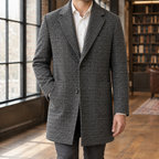 Men’s Houndstooth Single-Breasted Overcoa