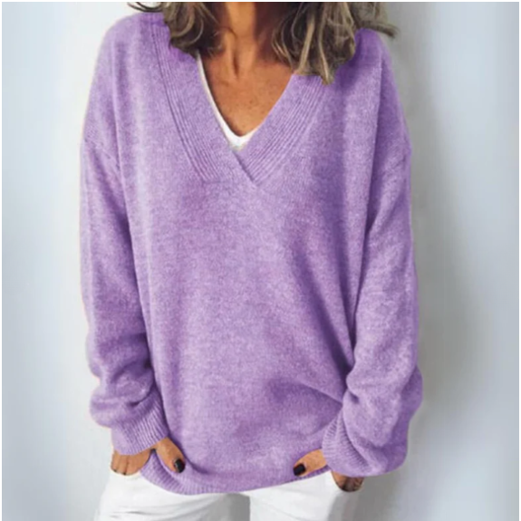 Women’s Oversized Deep V-Neck Knit Sweater