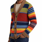 Men’s Multicolour Stripe Shawl Collar Knit Cardigan