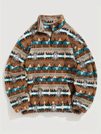 Men’s Southwestern Print Sherpa Fleece Quarter-Zip Pullover