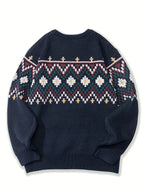 Men’s Fair Isle Jacquard Knit Crew Neck Sweater