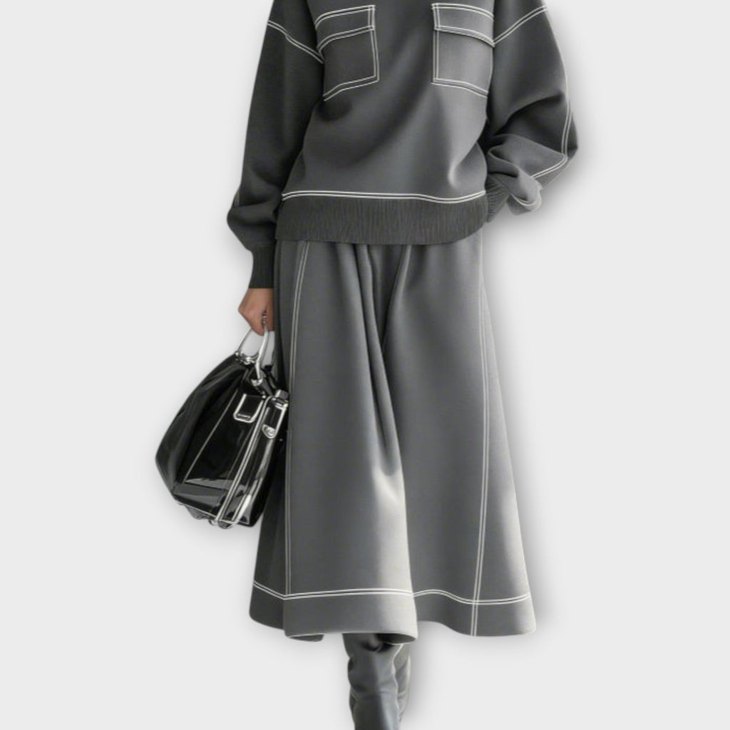 Women’s Knit Mock Neck Sweater and Midi Skirt Set