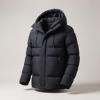 Men's Hooded Quilted Puffer Jacket with Zip Pockets