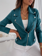 Women’s Faux Suede Slim Fit Biker Jacket