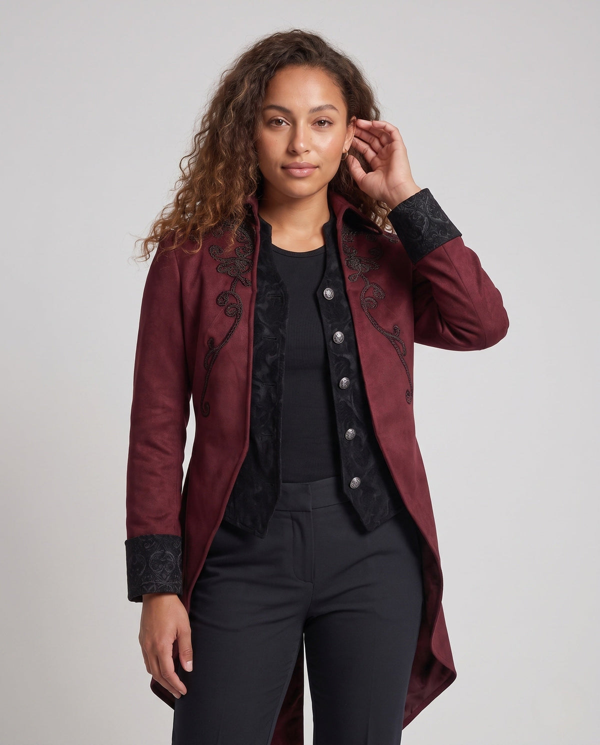 Women’s Gothic Embroidered Tailcoat with Brocade Waistcoat Front