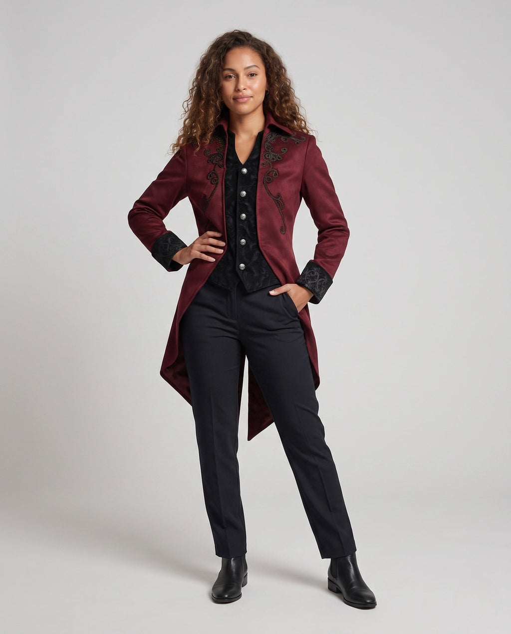 Women’s Gothic Embroidered Tailcoat with Brocade Waistcoat Front