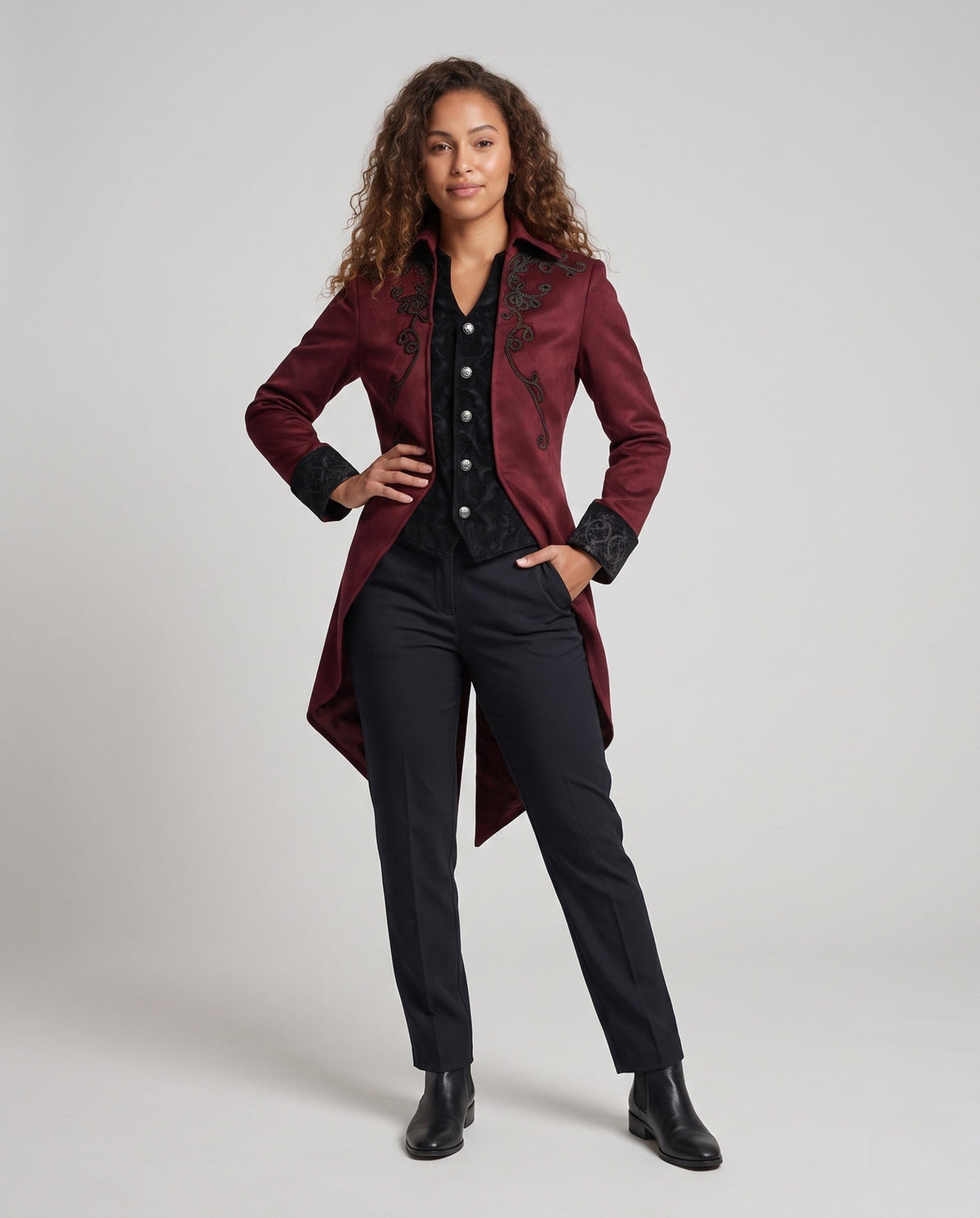 Women’s Gothic Embroidered Tailcoat with Brocade Waistcoat Front