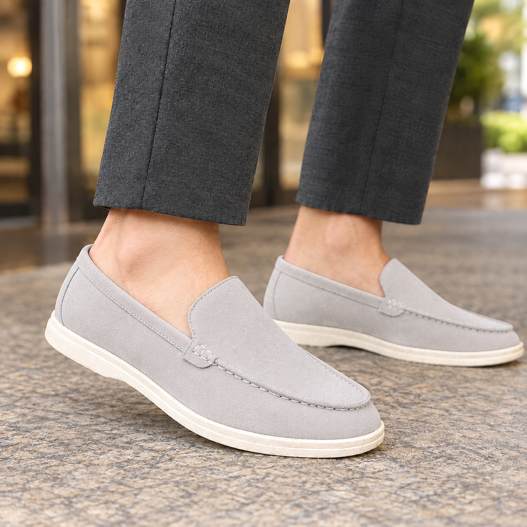 Men’s Faux Suede Slip-On Loafers with Lightweight Sole