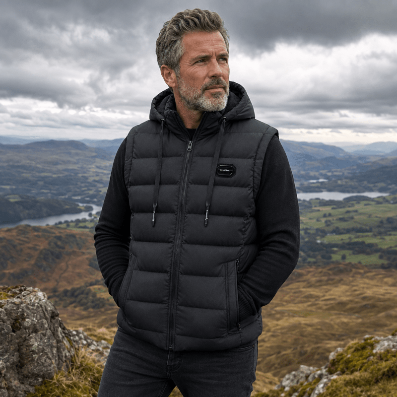 Men’s Hooded Quilted Puffer Gilet with Zip Pockets
