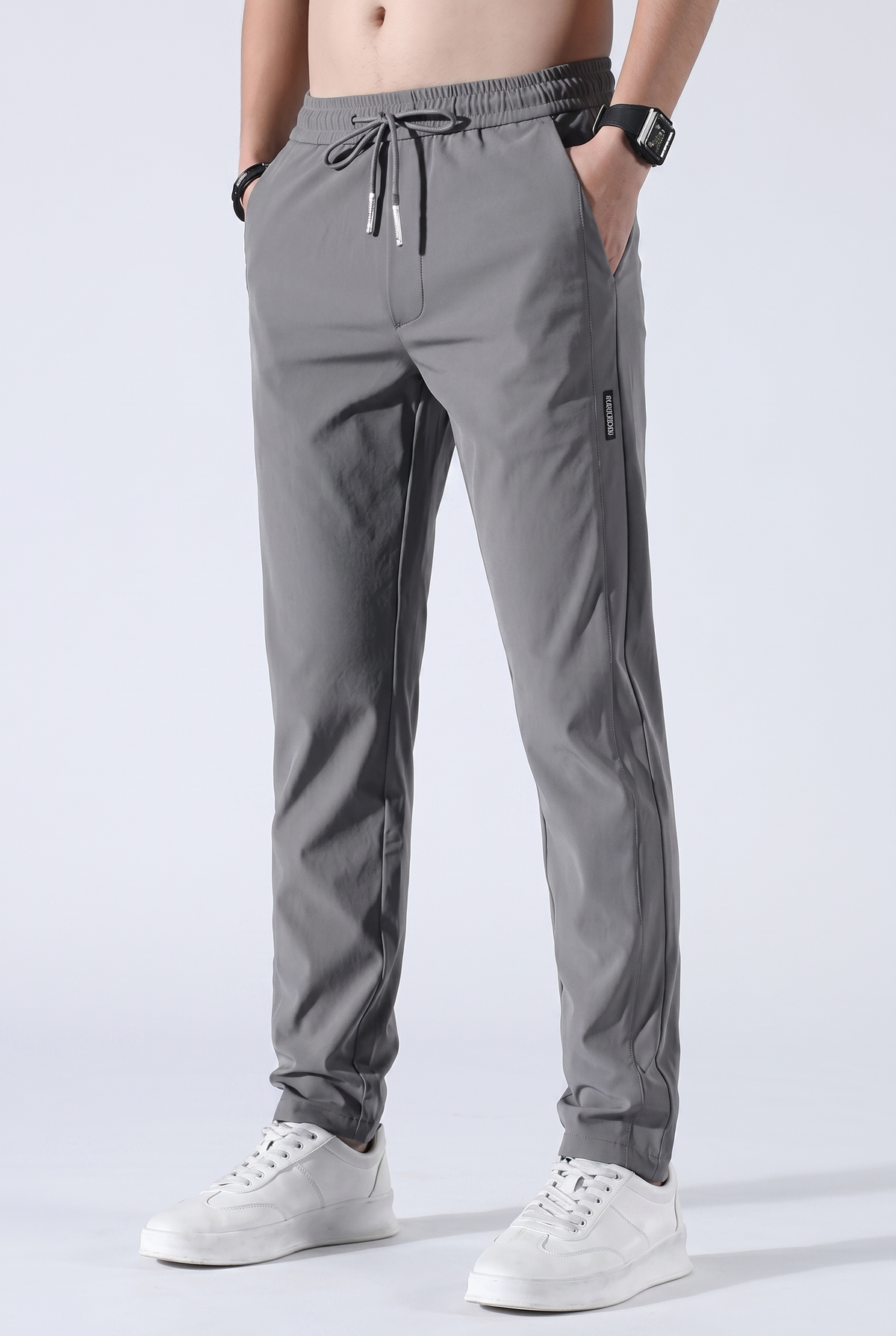 Men's Slim Fit Drawstring Woven Track Pants