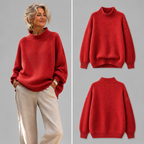 Women’s Oversized Waffle Knit Mock Neck Sweater