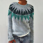 Women's Fair Isle Yoke Knit Round Neck Sweater