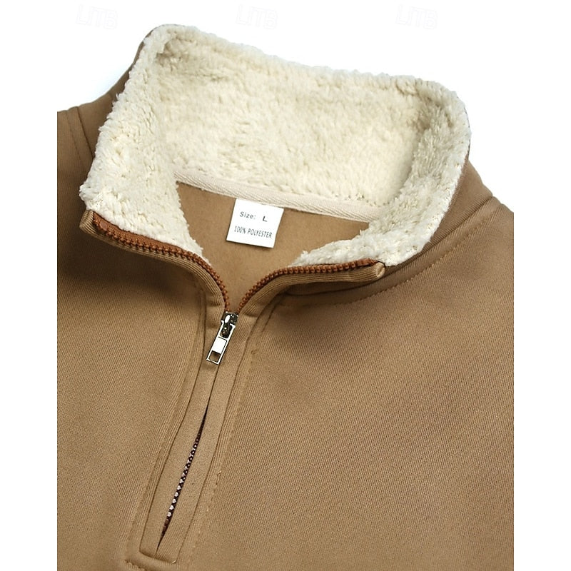 Men's Sherpa Collar Quarter-Zip Pullover Sweatshirt