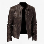 Men's Fitted Faux Leather Moto Style Jacket