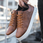 Men's Leather Look Lace-Up Low-Top Sneakers