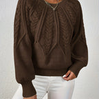 Women’s Cable Knit Raglan Sleeve Crew Neck Sweater