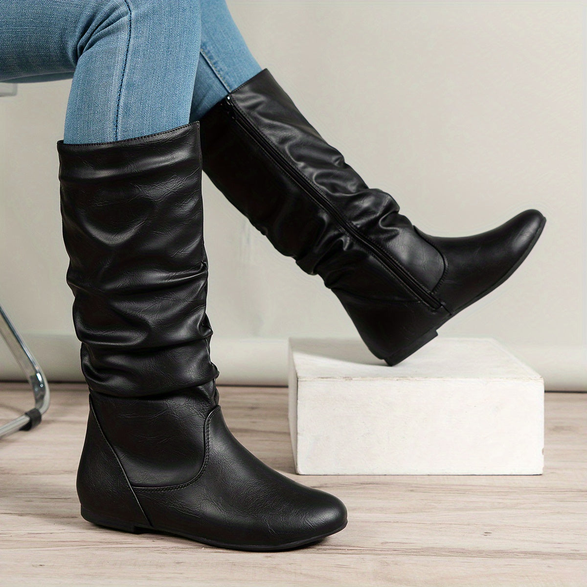 Women's Slouchy Knee High Flat Boots