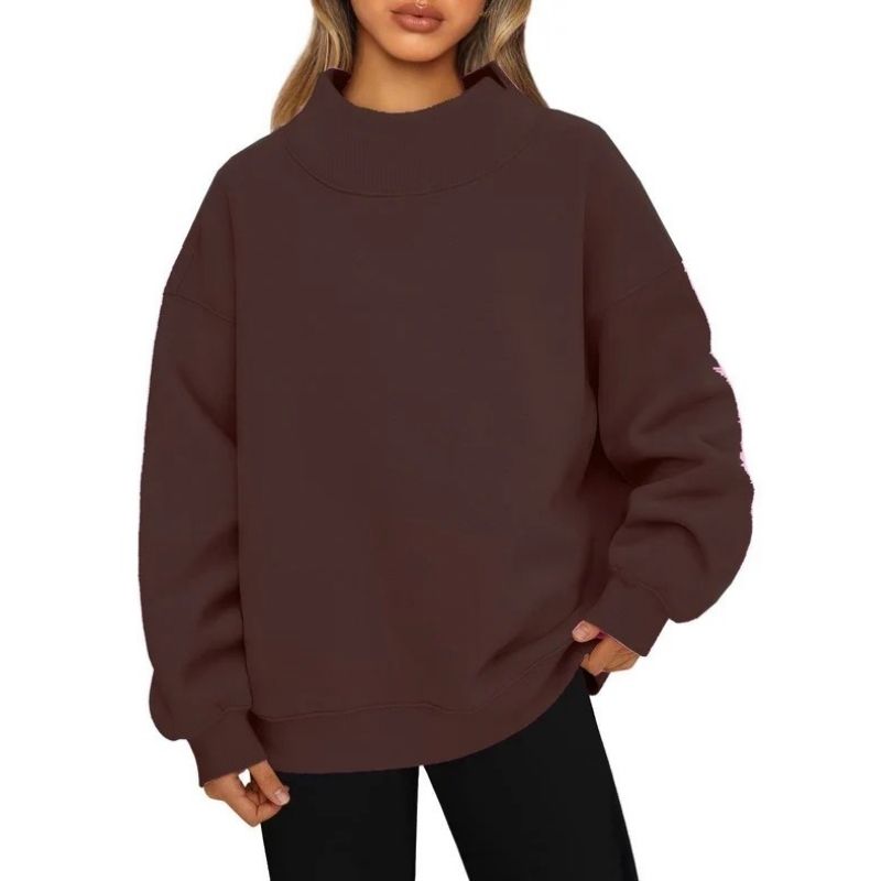 Women’s Oversized Mock Neck Fleece Lined Sweatshirt