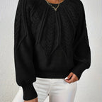 Women’s Cable Knit Raglan Sleeve Crew Neck Sweater