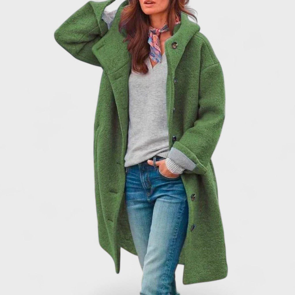 Women's Oversized Longline Button-Front Textured Coat