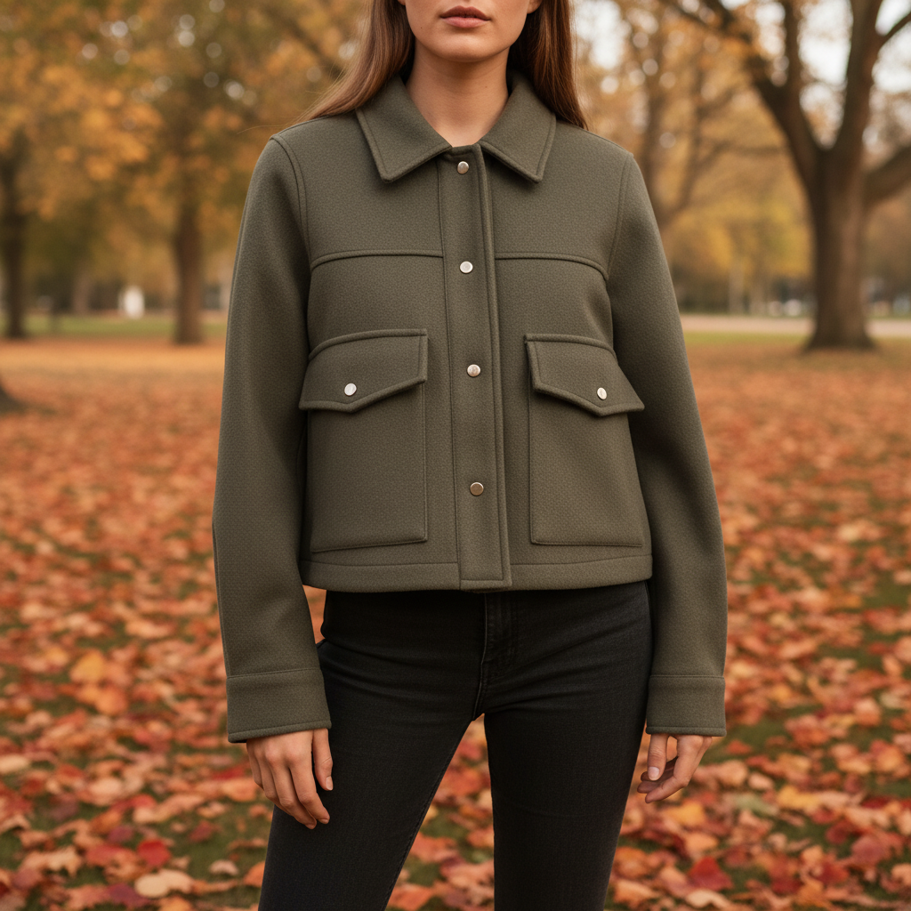Women’s Cropped Snap-Button Jacket