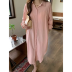 Women's Oversized Button-Front Long Shirt Dress