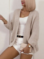 Women's Oversized Ribbed Knit Open-Front Cardigan