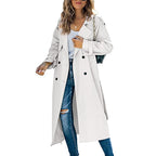 Women’s Lightweight Double-Breasted Maxi Trench Coat