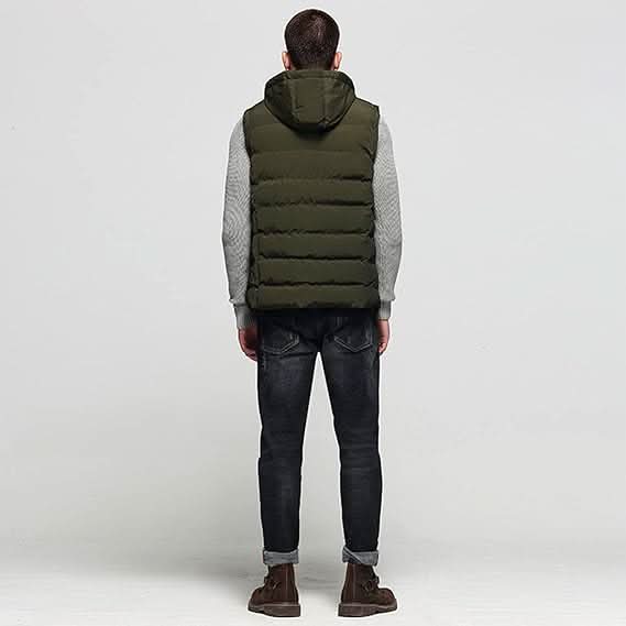 Men’s Hooded Quilted Puffer Gilet with Zip Pockets