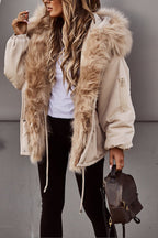 Women's Fur Hood Zip-Up Padded Parka Jacket