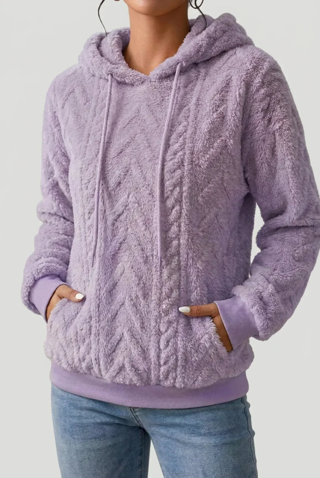 Women’s Textured Plush Fleece Pullover Hoodie