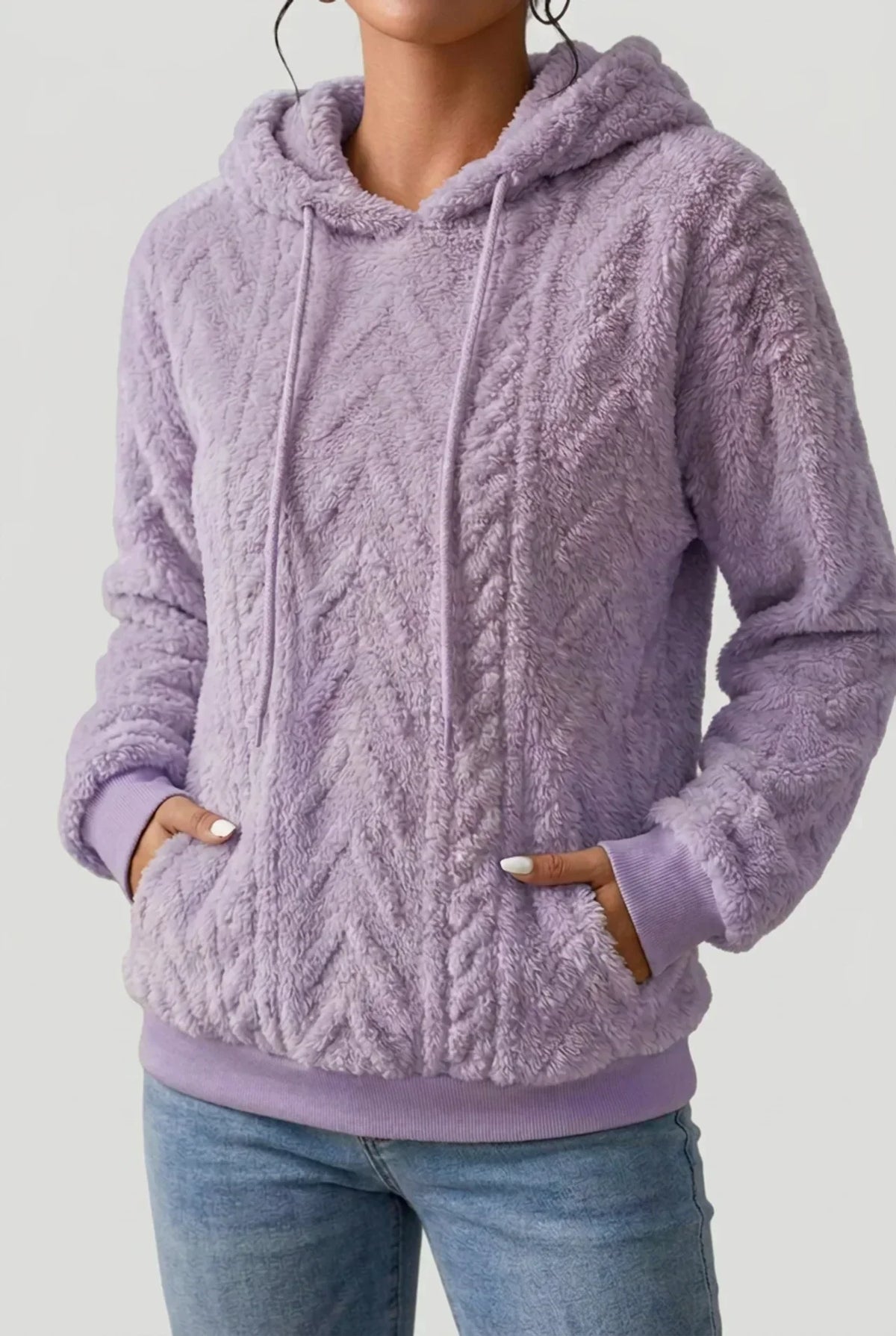 Women’s Textured Plush Fleece Pullover Hoodie