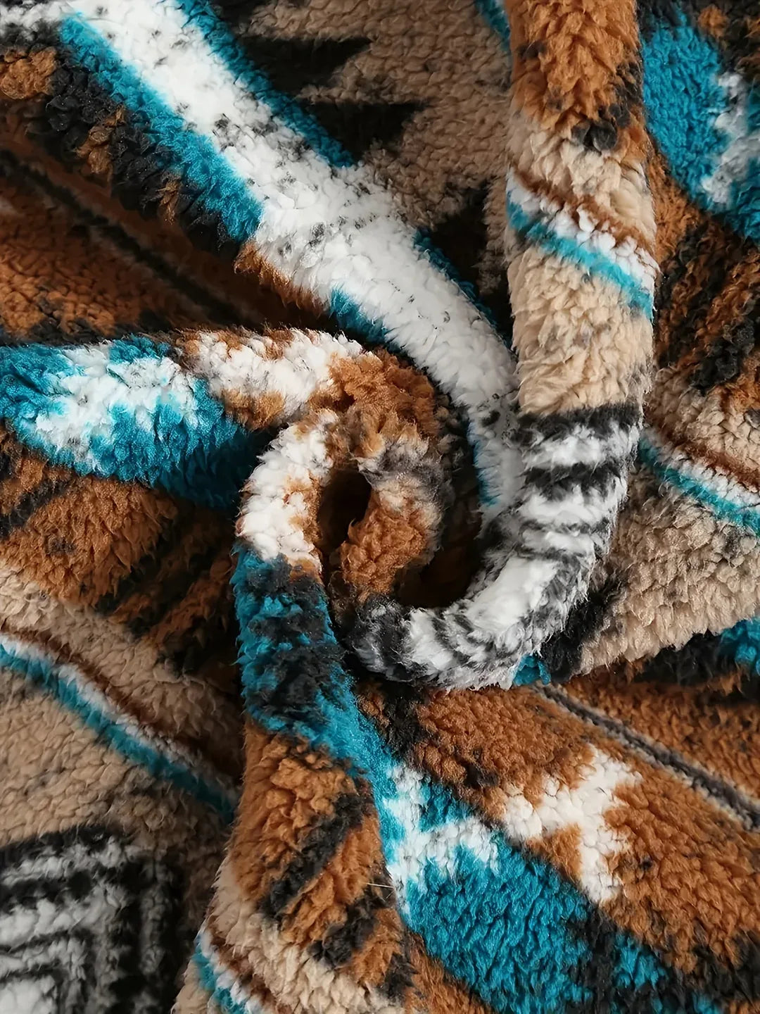Men’s Southwestern Print Sherpa Fleece Quarter-Zip Pullover
