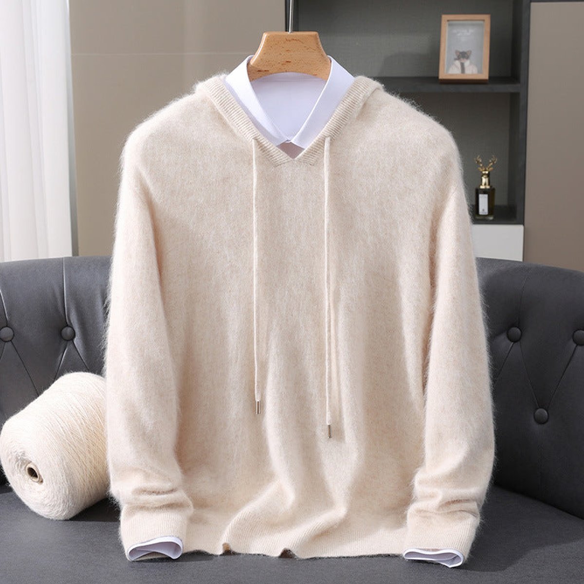 Men's Soft Knit Drawstring Hooded Sweater