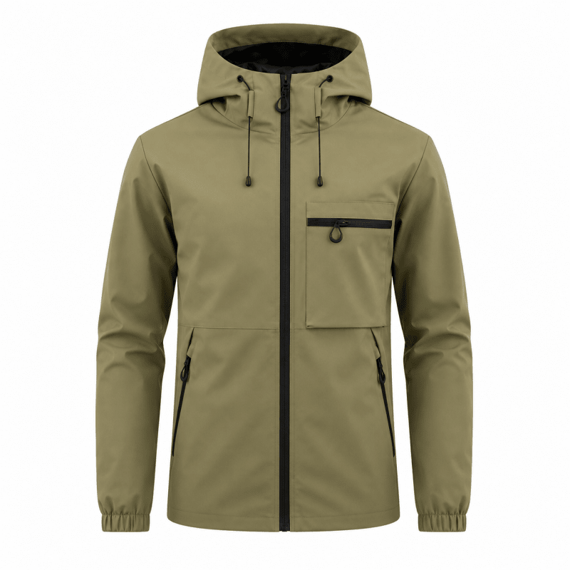 Men’s Hooded Technical Outdoor Jacket with Zip Chest Pocket