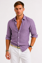 Men's Long Sleeve Button-Up Linen Shirt