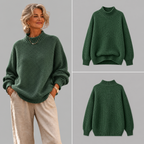 Women’s Oversized Waffle Knit Mock Neck Sweater
