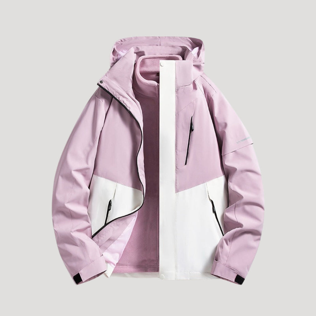 Women’s Colour Block Fleece Lined Hooded Outdoor Jacket