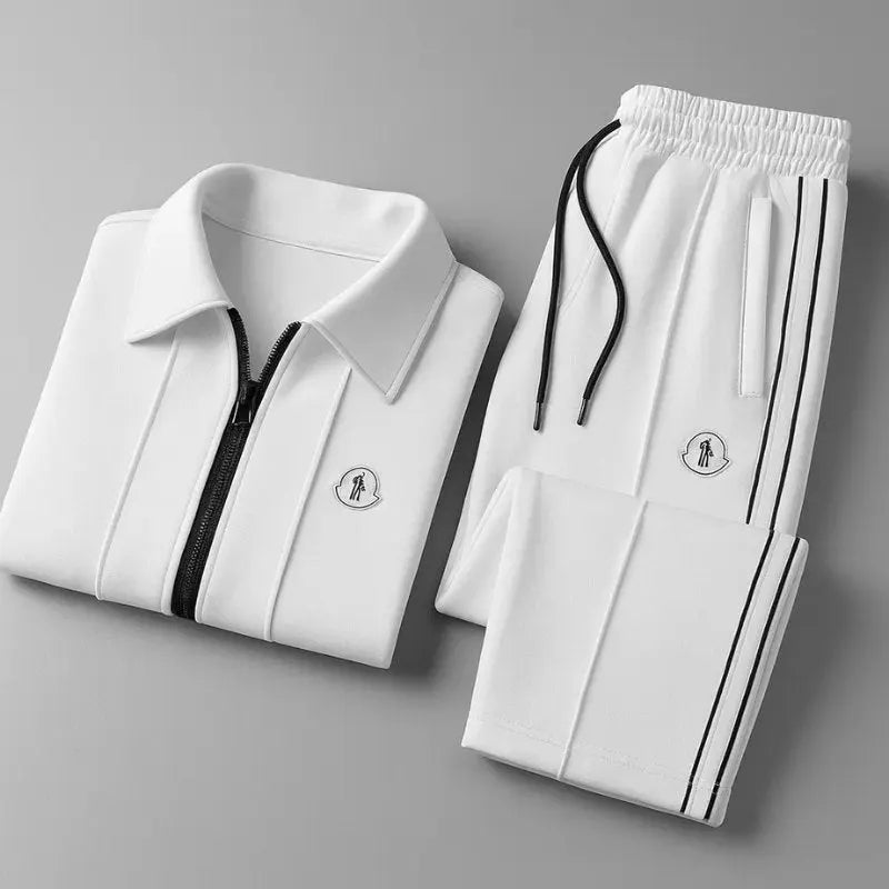 Men's Full-Zip Collared Tracksuit with Side Stripe Detail