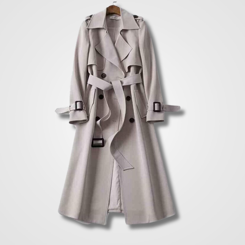 Women’s Classic Belted Trench Coat with Buckle Cuffs