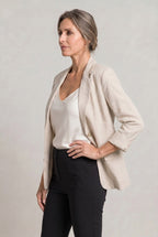 Women's Single Button Notch Collar Linen Blazer